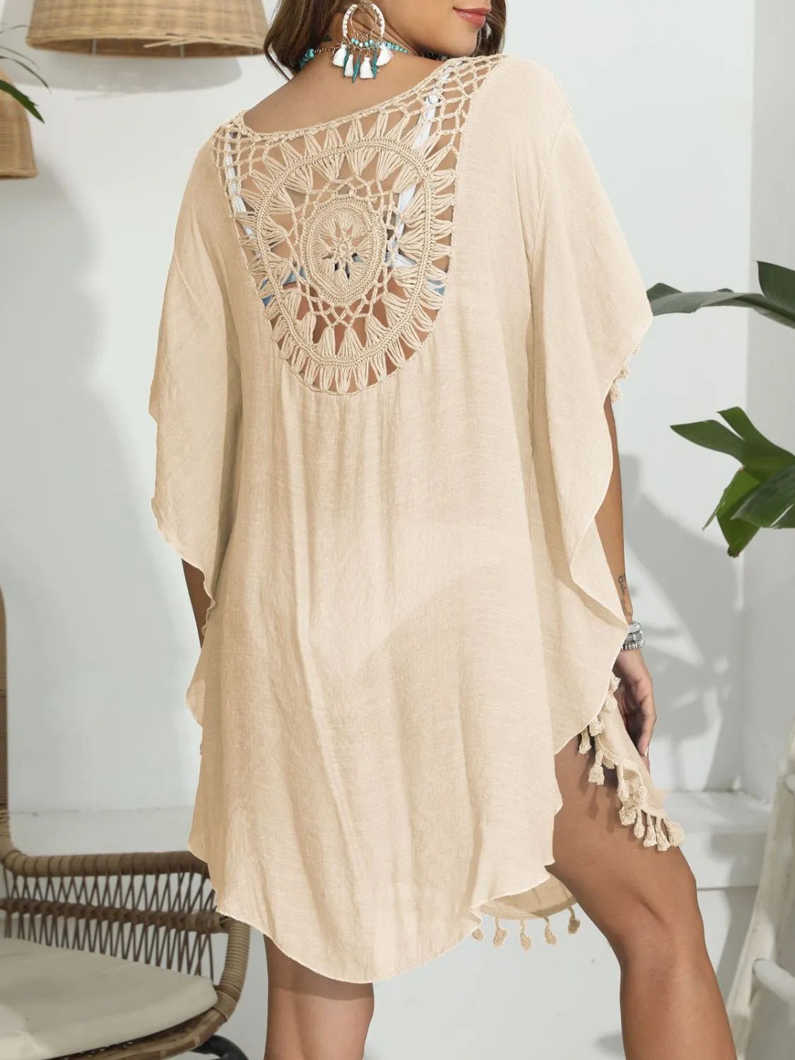 Tassel Crochet Round Neck Cover-Up - Lookzlike
