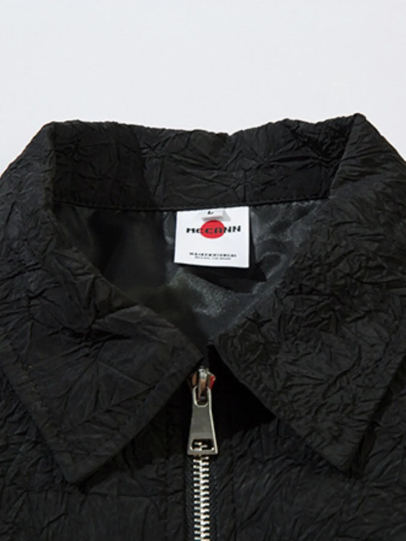 Textured Bomber Collared Neck Zip Up Jacket designed for comfort and style at Lookzlike