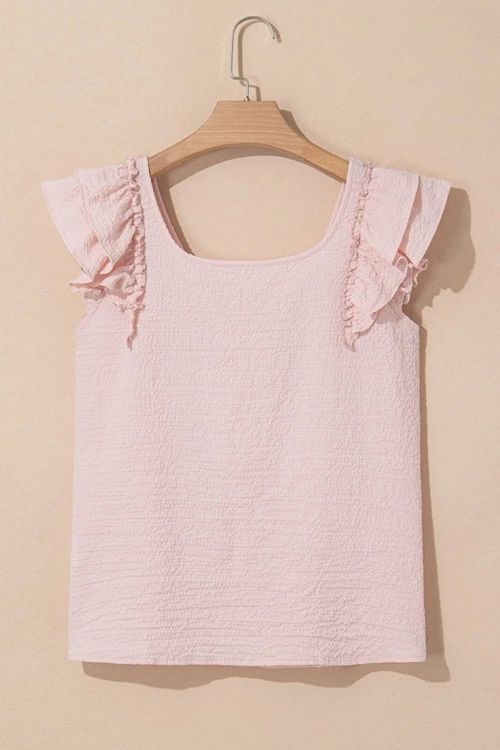 Textured Bow Knot Frilled Butterfly Sleeve Blouse - Lookzlike