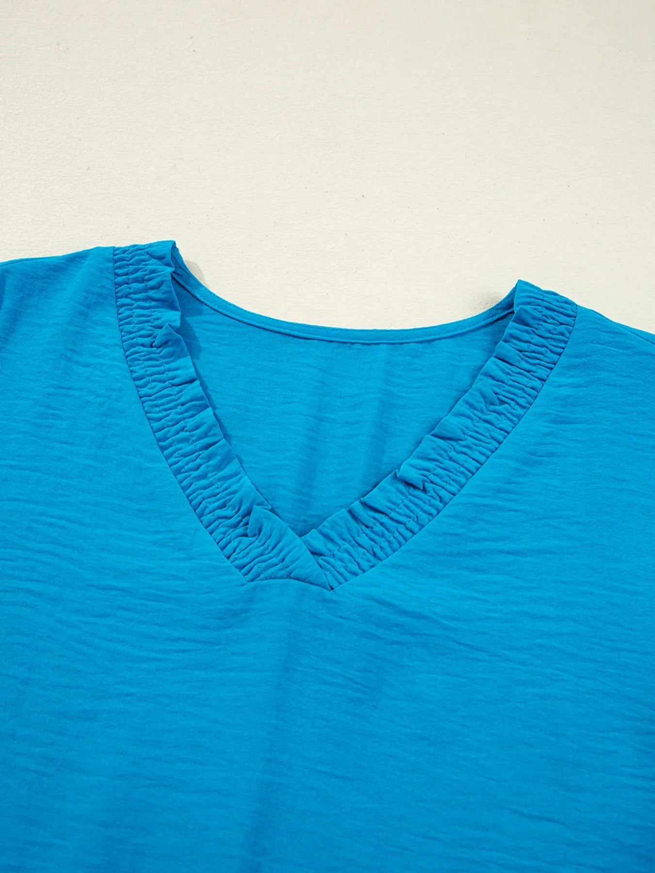 Textured Frill Smocked V-Neck Blouse - Lookzlike