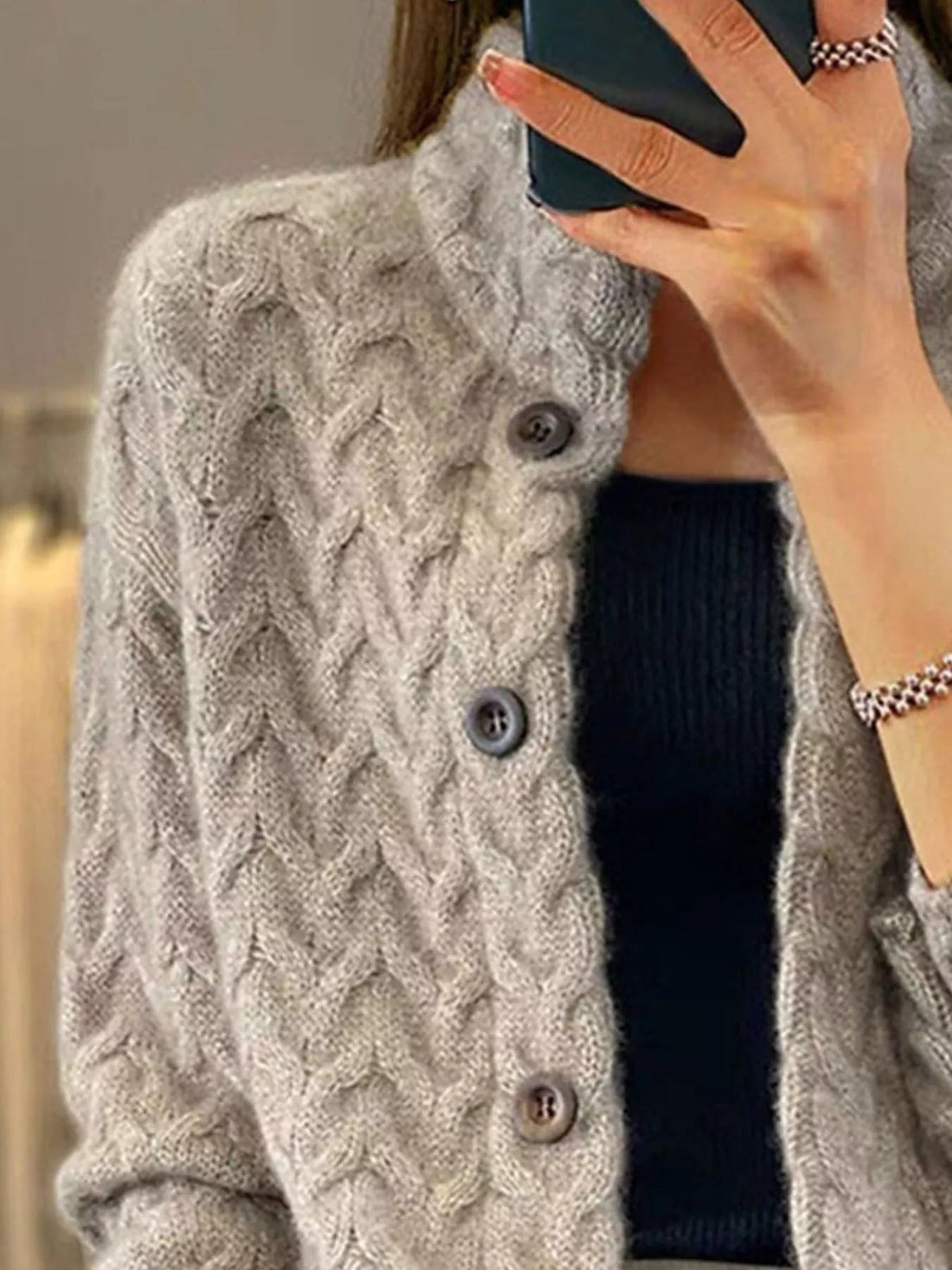 Textured Knit Button - Down Cardigan designed for comfort and style at Lookzlike