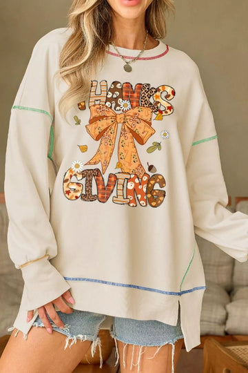 Thanksgiving Graphic Crew Neck Sweatshirt designed for comfort and style at Lookzlike
