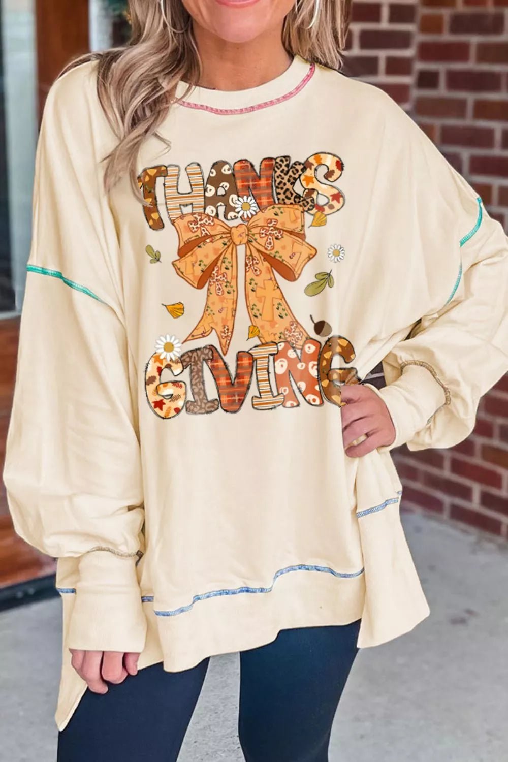 Thanksgiving Graphic Crew Neck Sweatshirt designed for comfort and style at Lookzlike