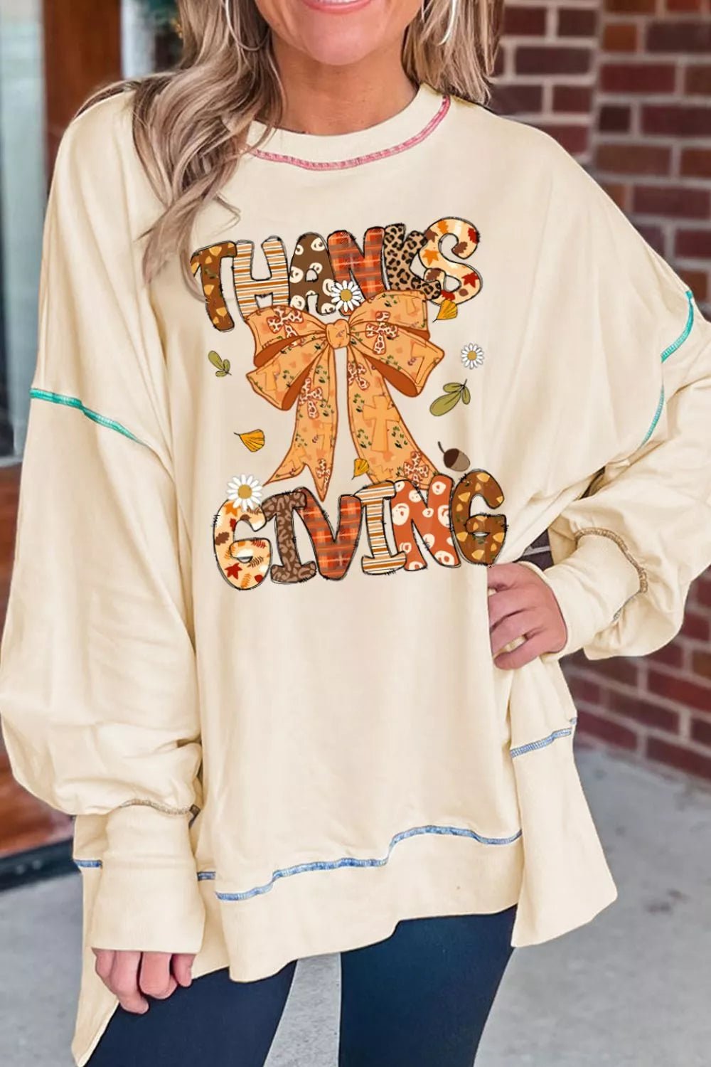 Thanksgiving Graphic Crew Neck Sweatshirt designed for comfort and style at Lookzlike