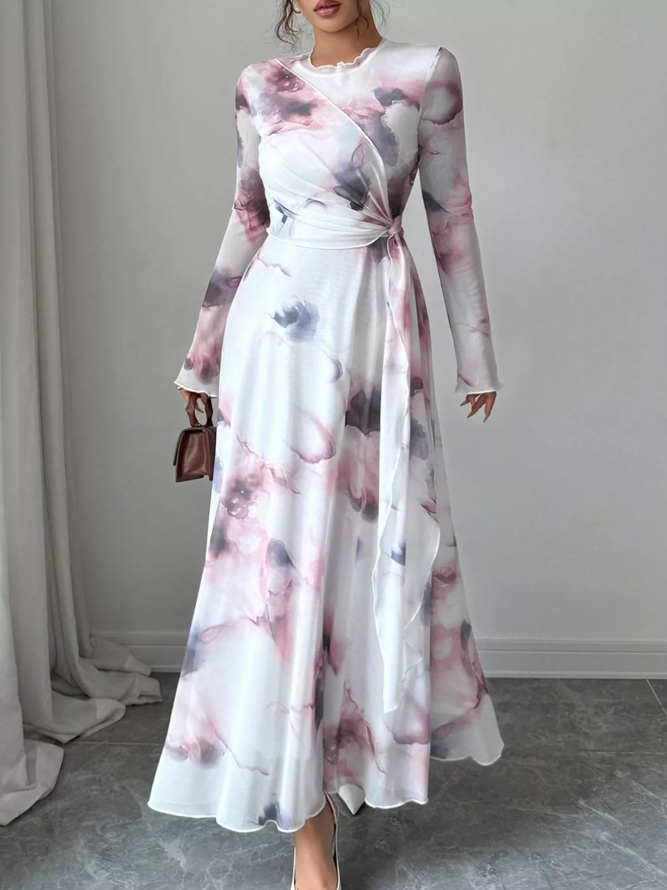 Tie - Dye Long Sleeve Maxi Dress designed for comfort and style at Lookzlike