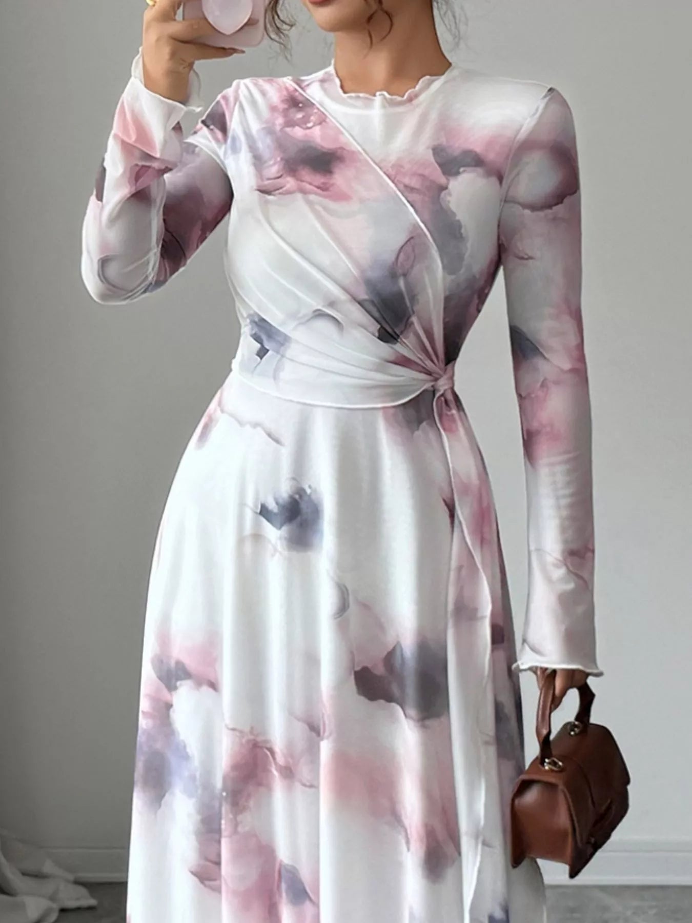 Tie - Dye Long Sleeve Maxi Dress designed for comfort and style at Lookzlike