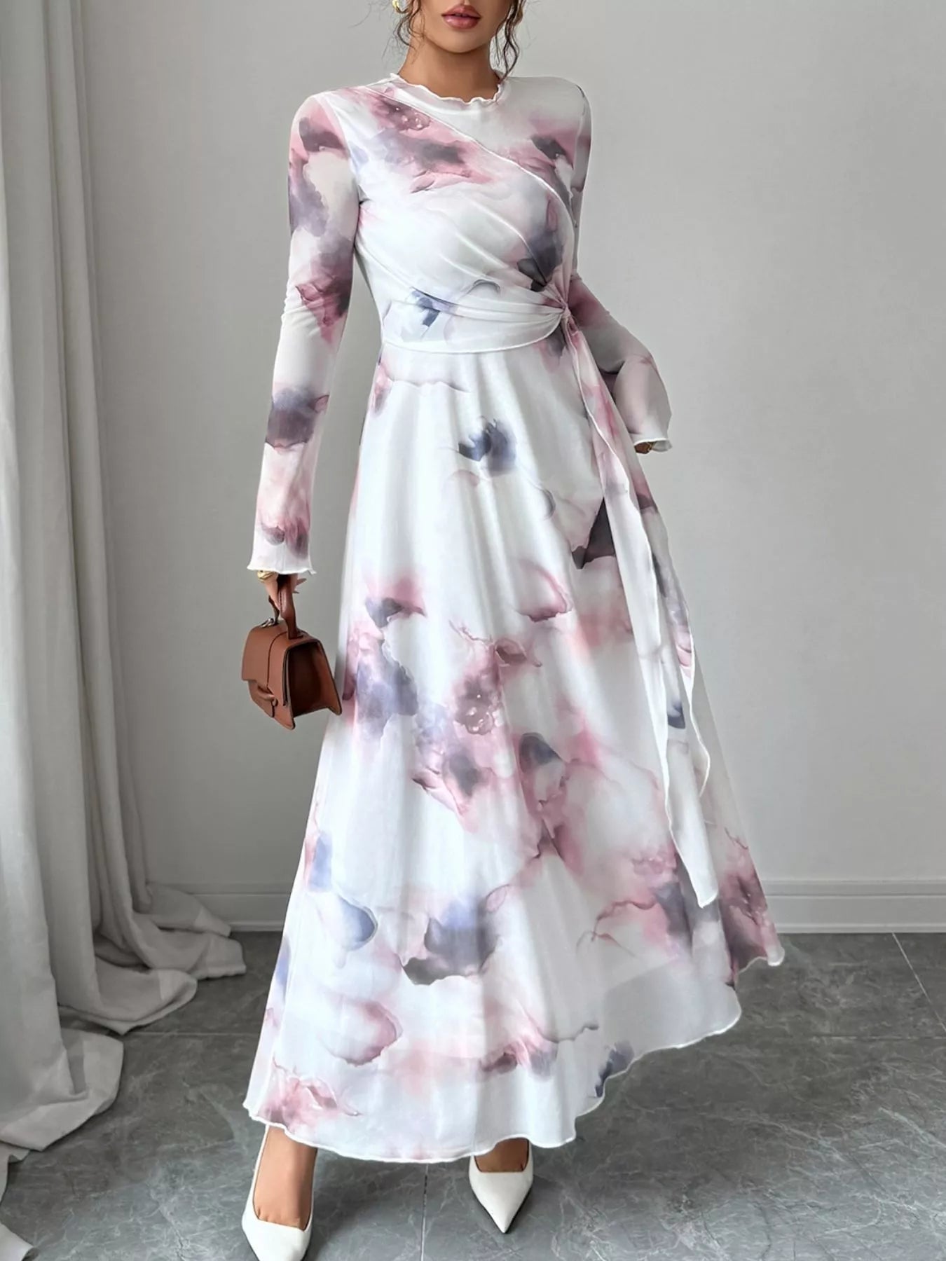 Tie - Dye Long Sleeve Maxi Dress designed for comfort and style at Lookzlike