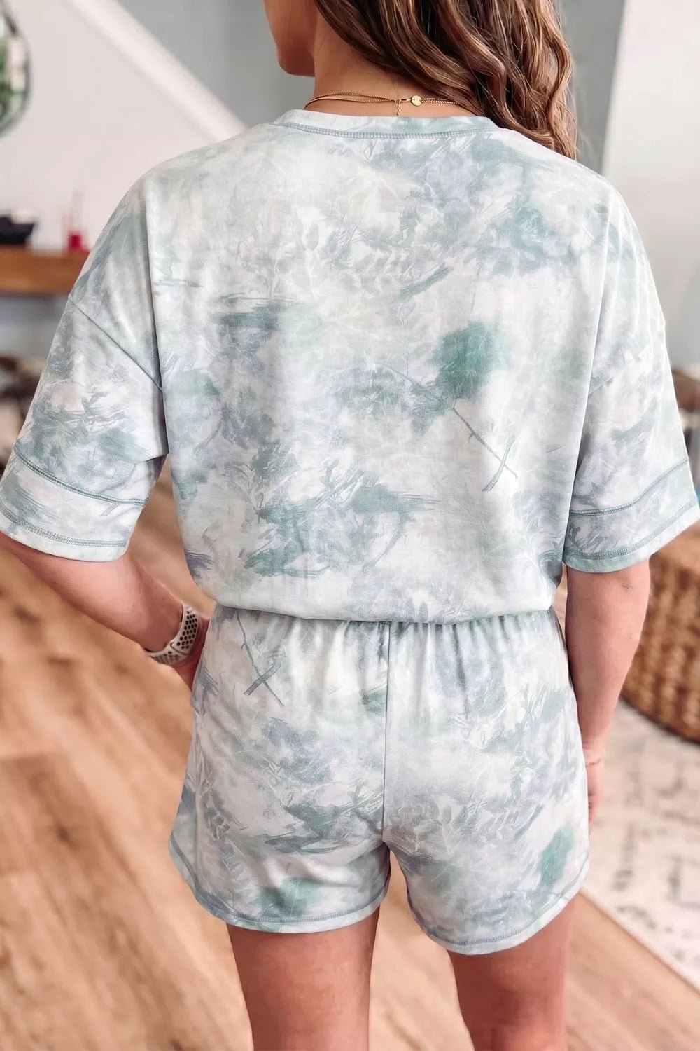 Tie-Dye Top and Drawstring Shorts Set designed for comfort and style at Lookzlike