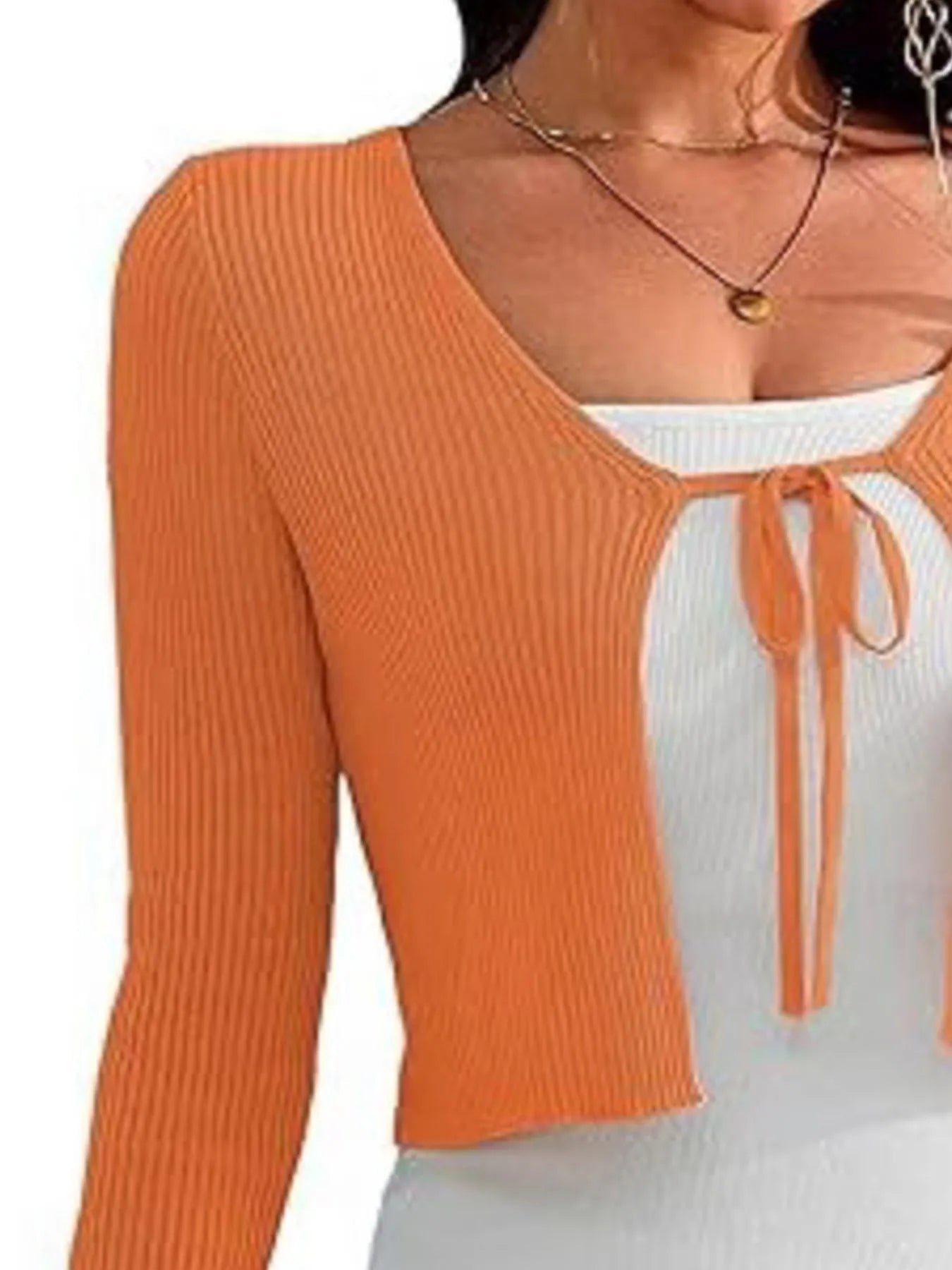 Tie - Front Long Sleeve Cardigan designed for comfort and style at Lookzlike