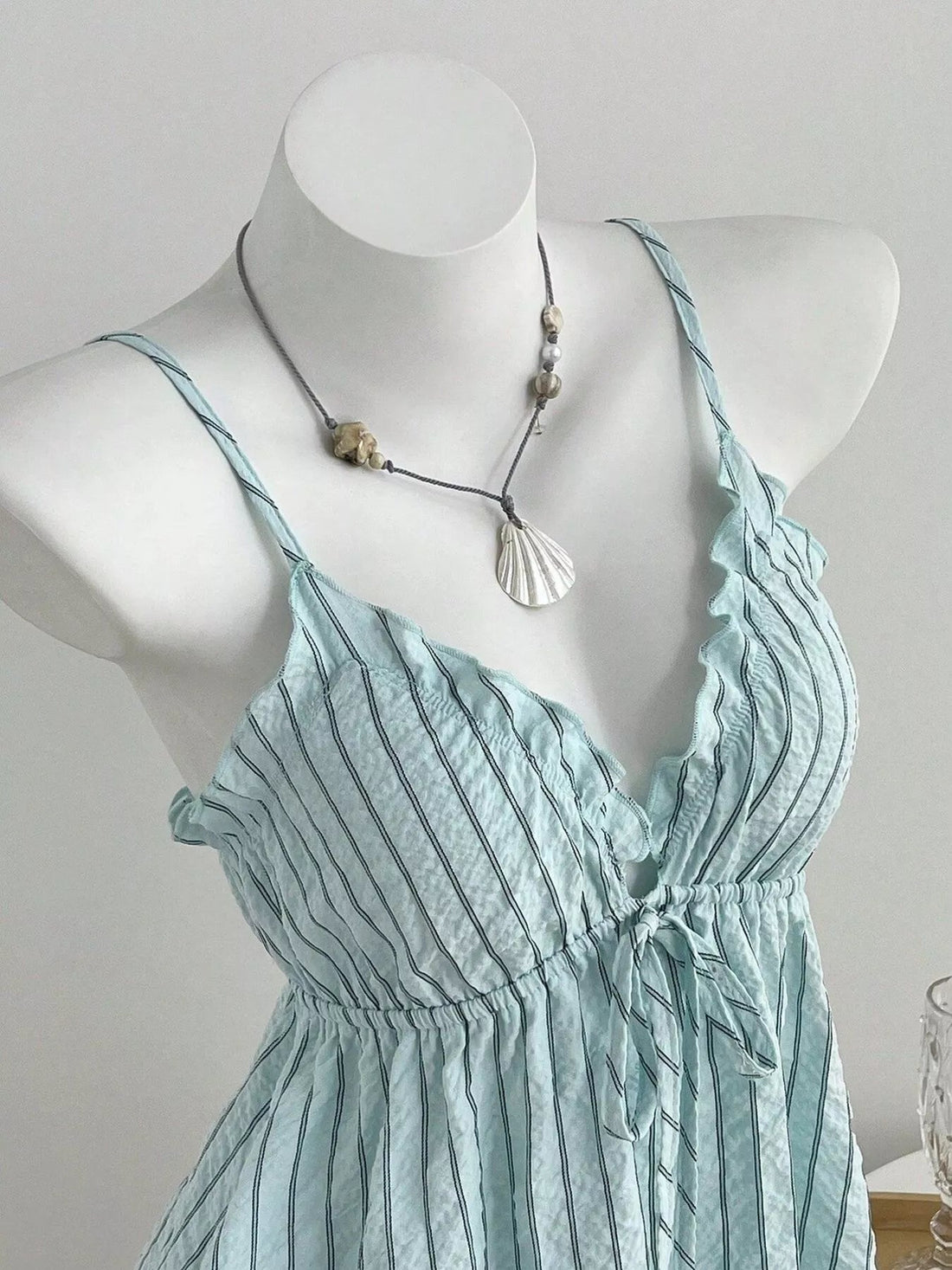 Tie Front Striped Cami and Shorts Set designed for comfort and style at Lookzlike