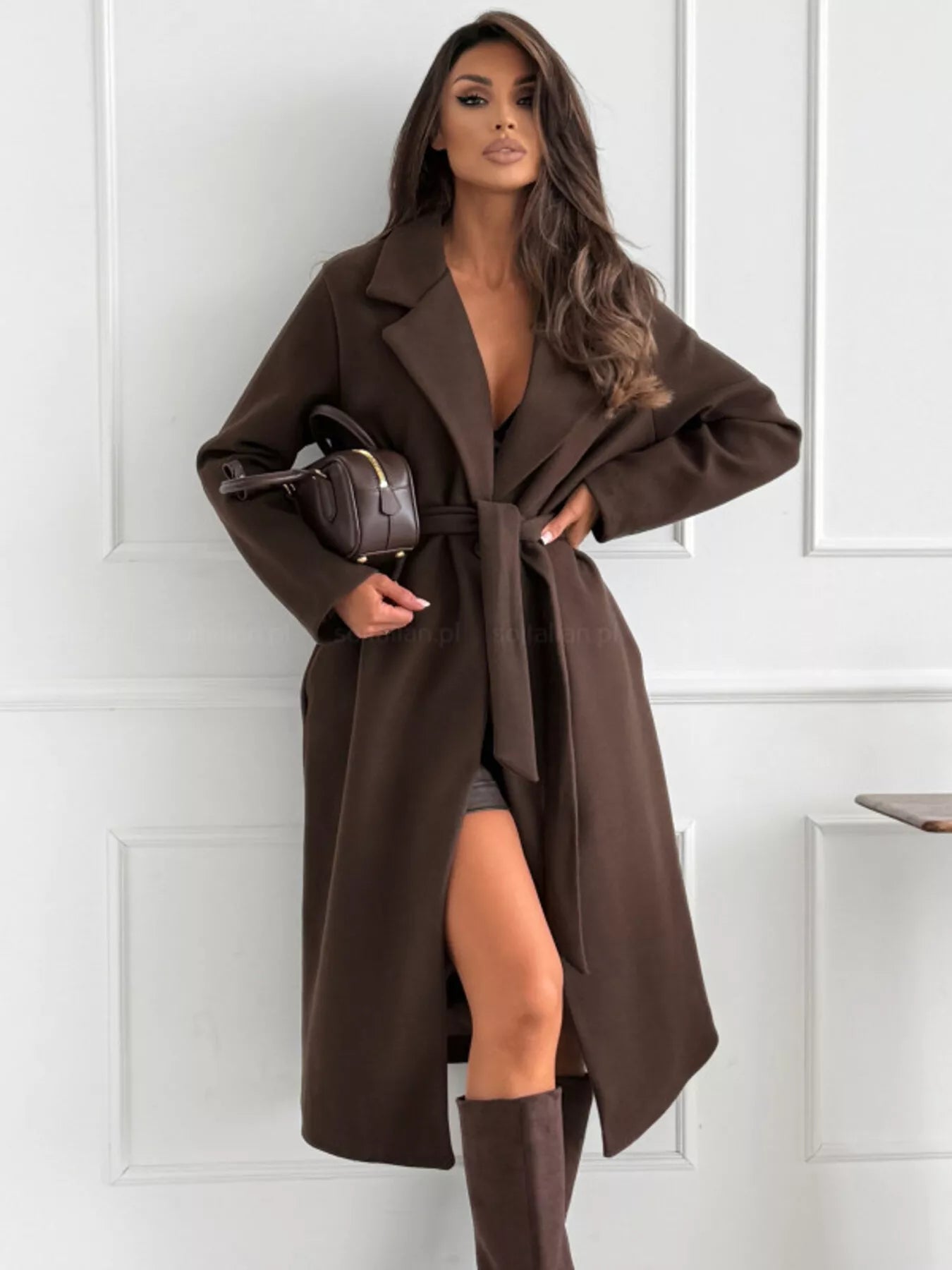 Tie Waist Longline Coat designed for comfort and style at Lookzlike
