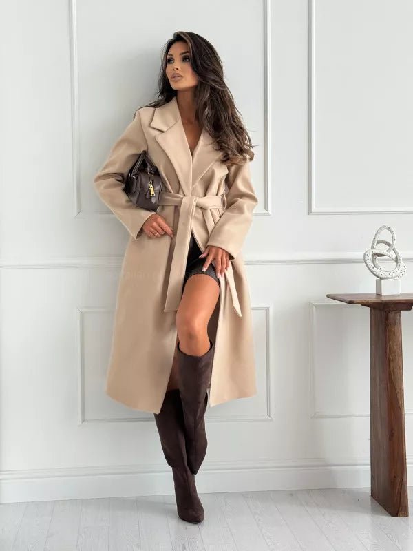 Tie Waist Longline Coat designed for comfort and style at Lookzlike