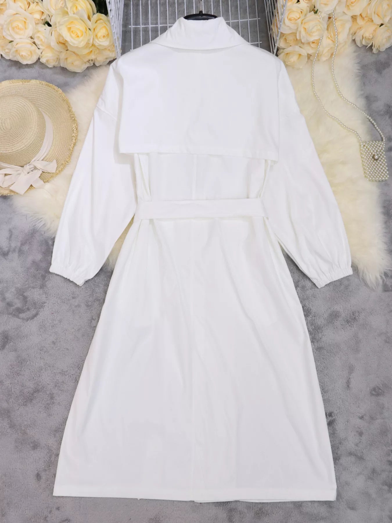 Tie Waist Midi Shirt Dress designed for comfort and style at Lookzlike