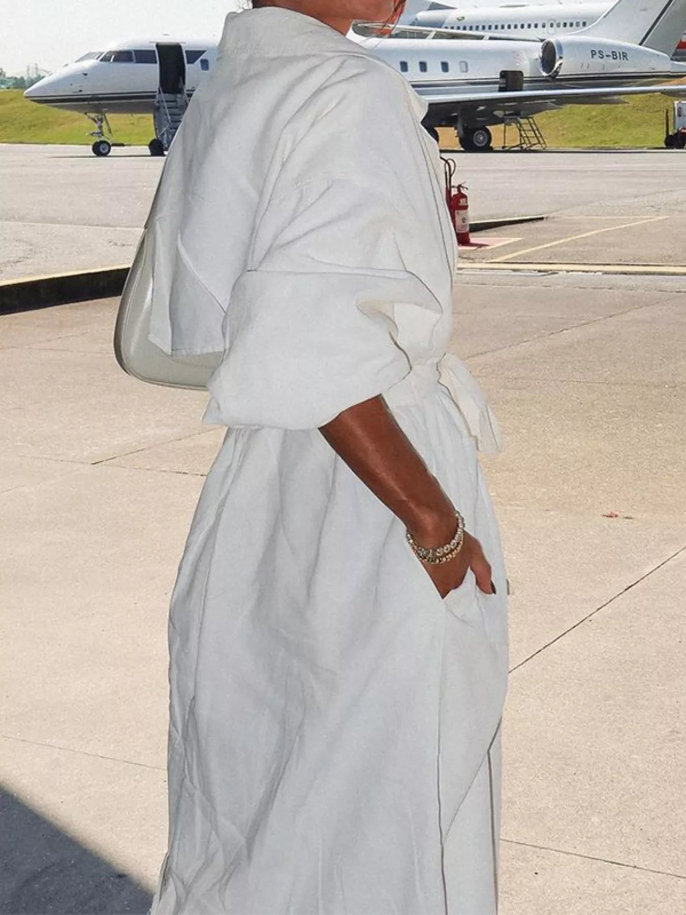 Tie Waist Midi Shirt Dress designed for comfort and style at Lookzlike