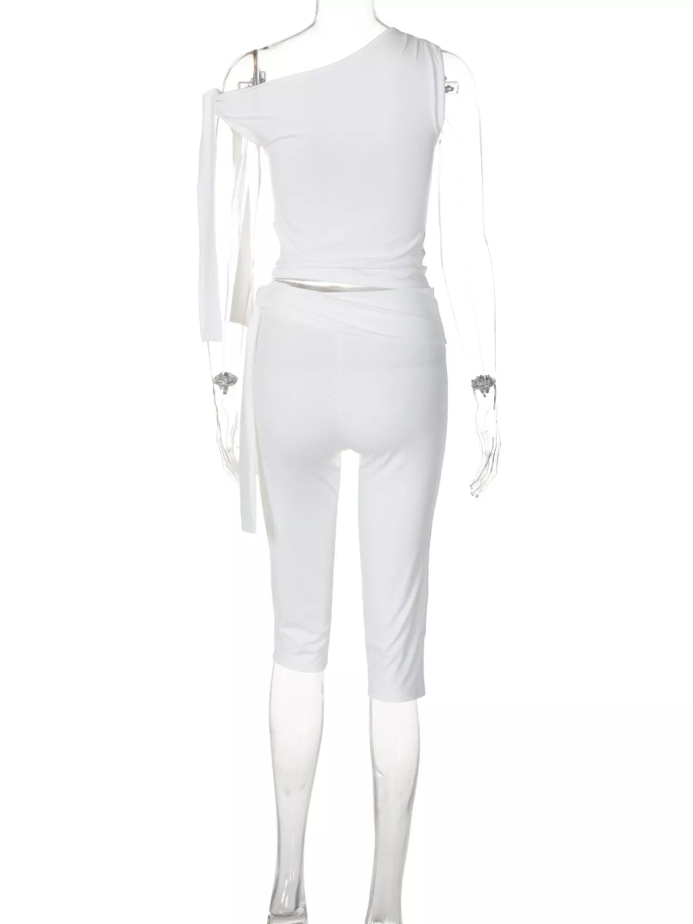 Tied One Shoulder Top and Capris Set designed for comfort and style at Lookzlike