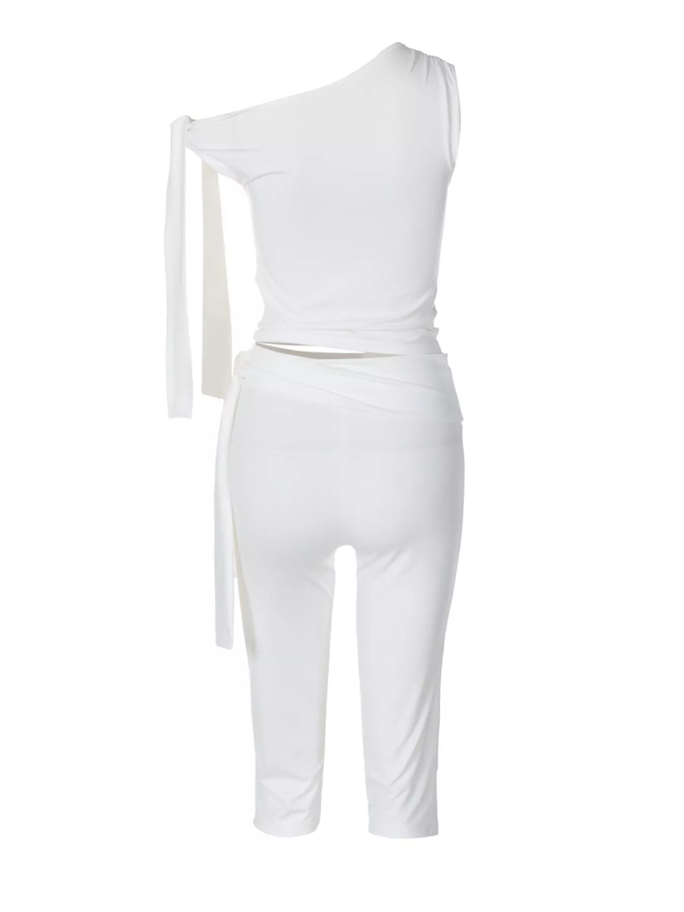 Tied One Shoulder Top and Capris Set designed for comfort and style at Lookzlike