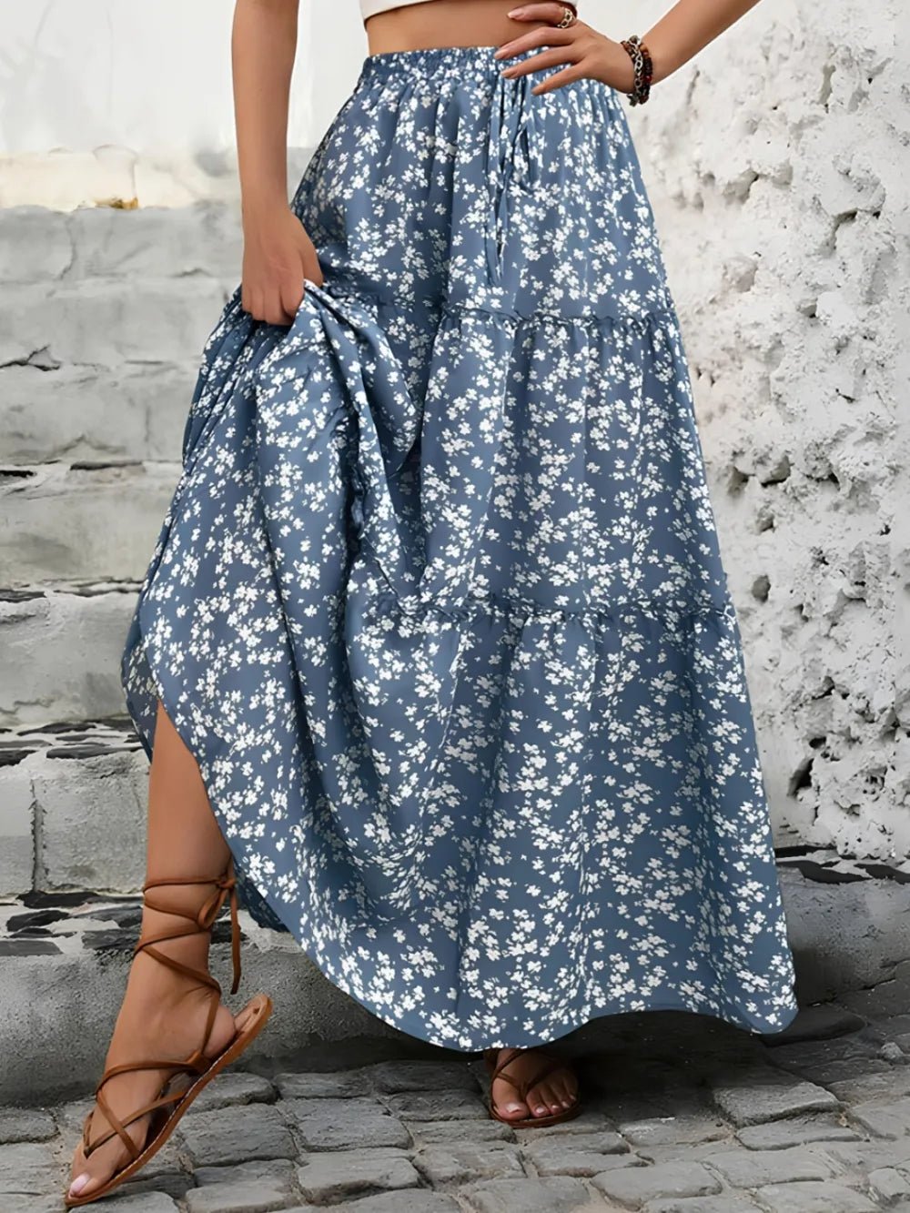 Tiered Floral Maxi Skirt - Lookzlike