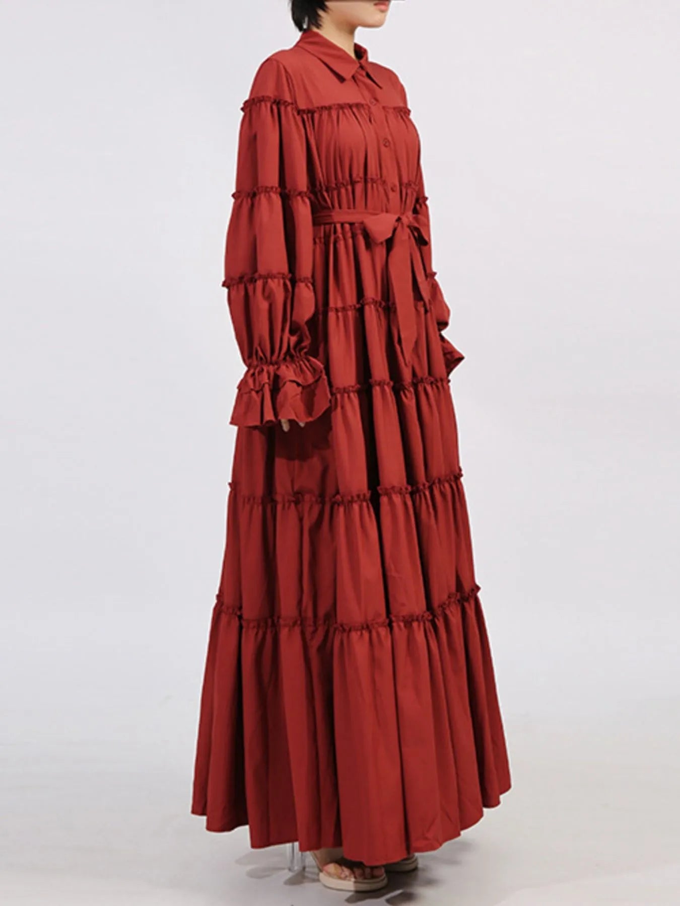 Tiered Tie Waist Maxi Dress designed for comfort and style at Lookzlike