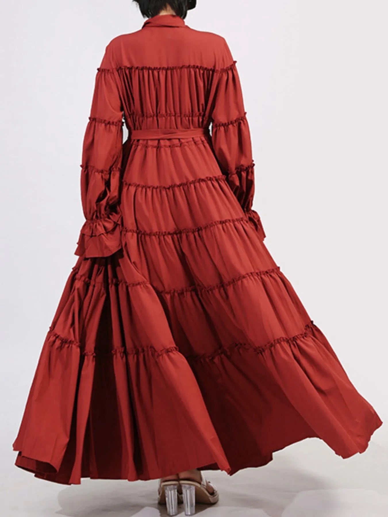 Tiered Tie Waist Maxi Dress designed for comfort and style at Lookzlike