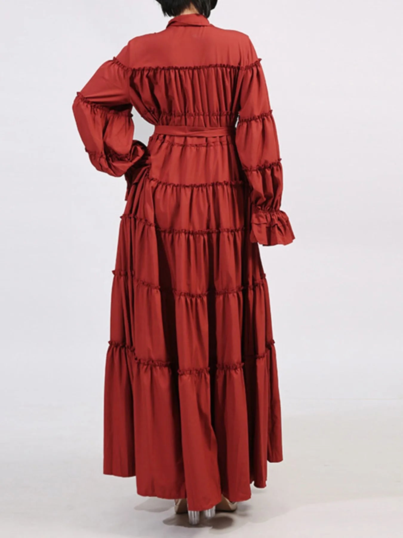 Tiered Tie Waist Maxi Dress designed for comfort and style at Lookzlike
