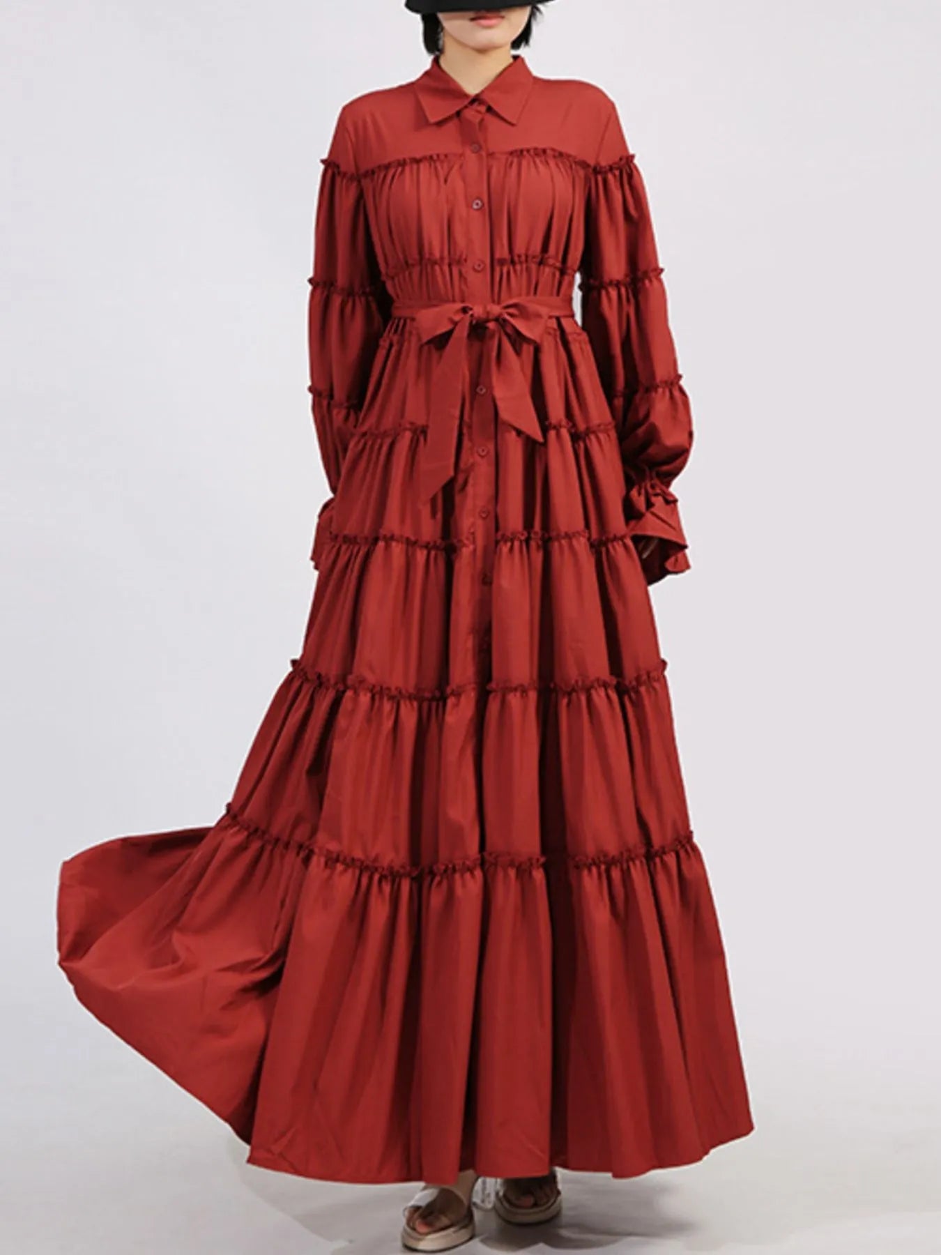 Tiered Tie Waist Maxi Dress designed for comfort and style at Lookzlike