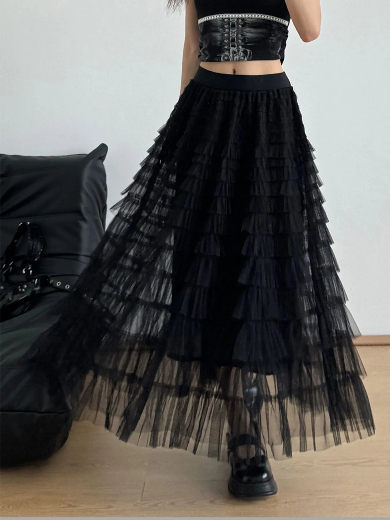 Tiered Tulle Maxi Skirt - Lookzlike