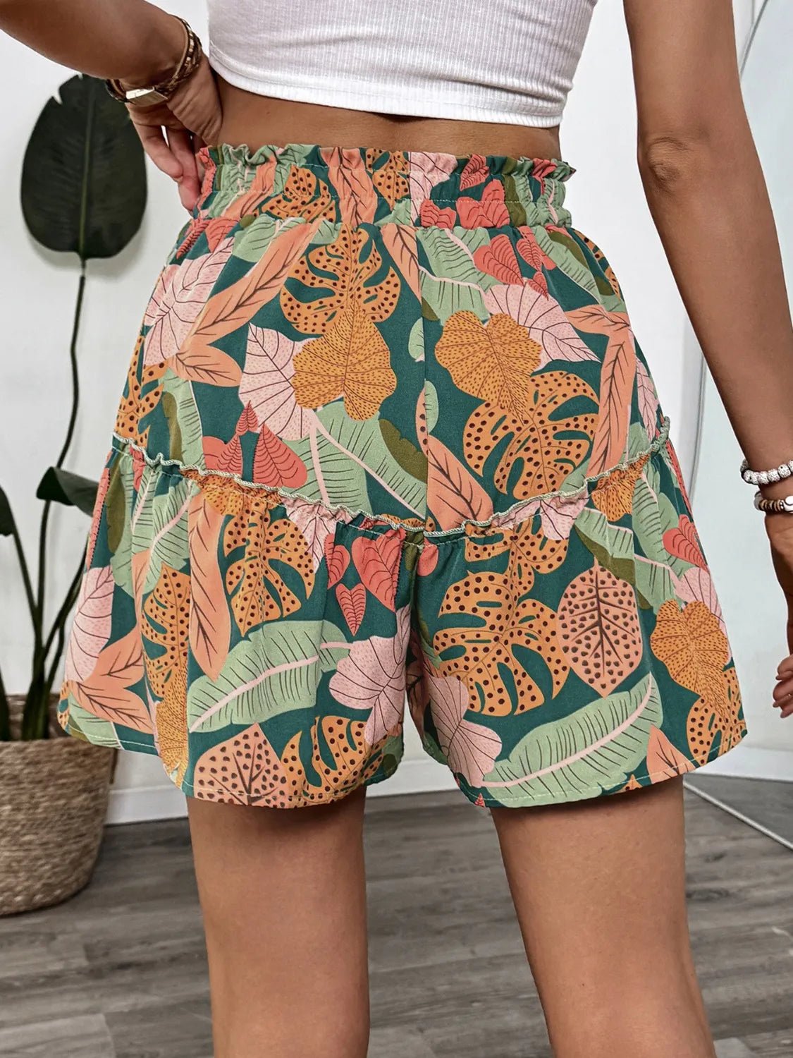 Tropical Print High Waist Shorts - Lookzlike