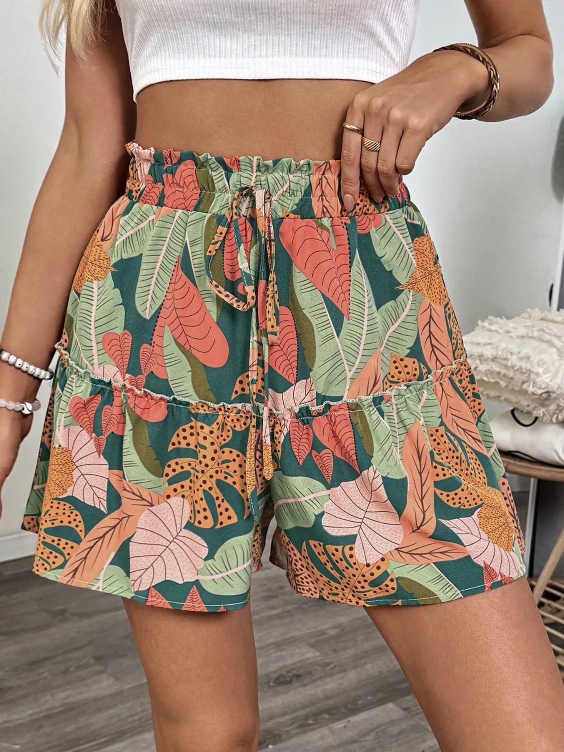 Tropical Print High Waist Shorts - Lookzlike