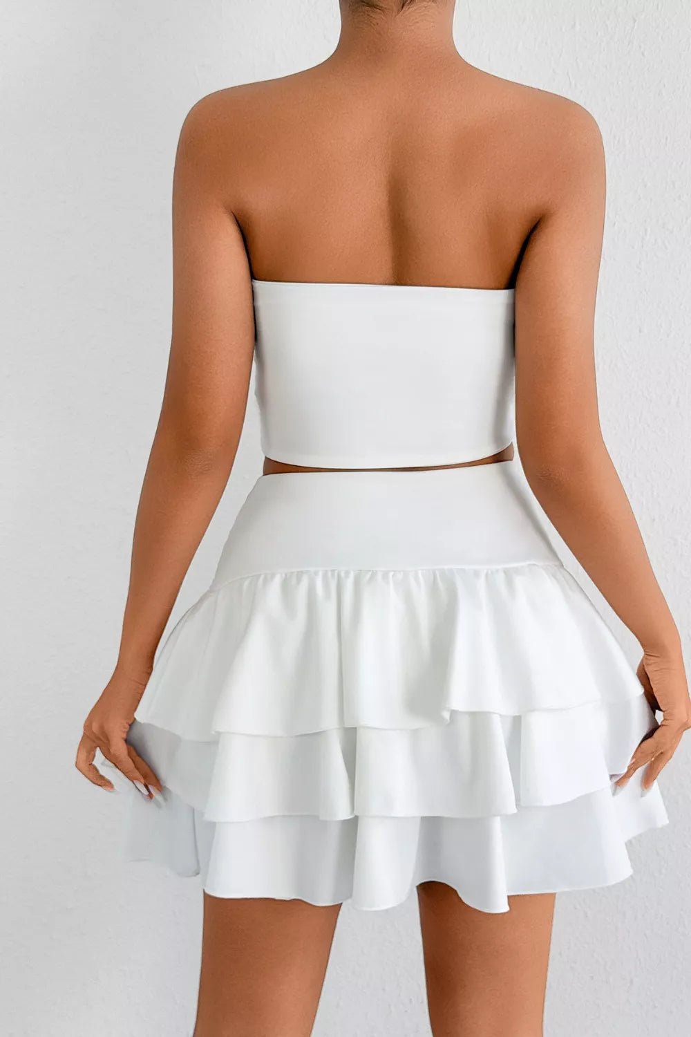 Tube Top and Ruffle Layered Skirt Set designed for comfort and style at Lookzlike