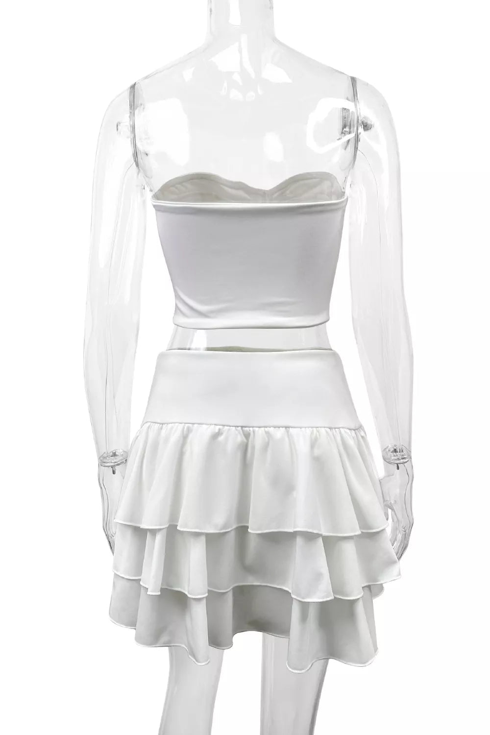 Tube Top and Ruffle Layered Skirt Set designed for comfort and style at Lookzlike