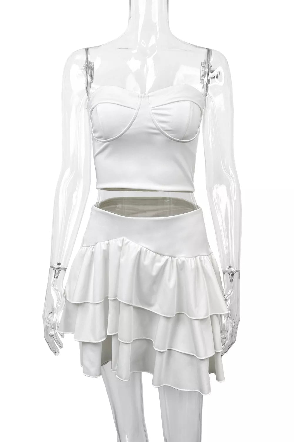 Tube Top and Ruffle Layered Skirt Set designed for comfort and style at Lookzlike