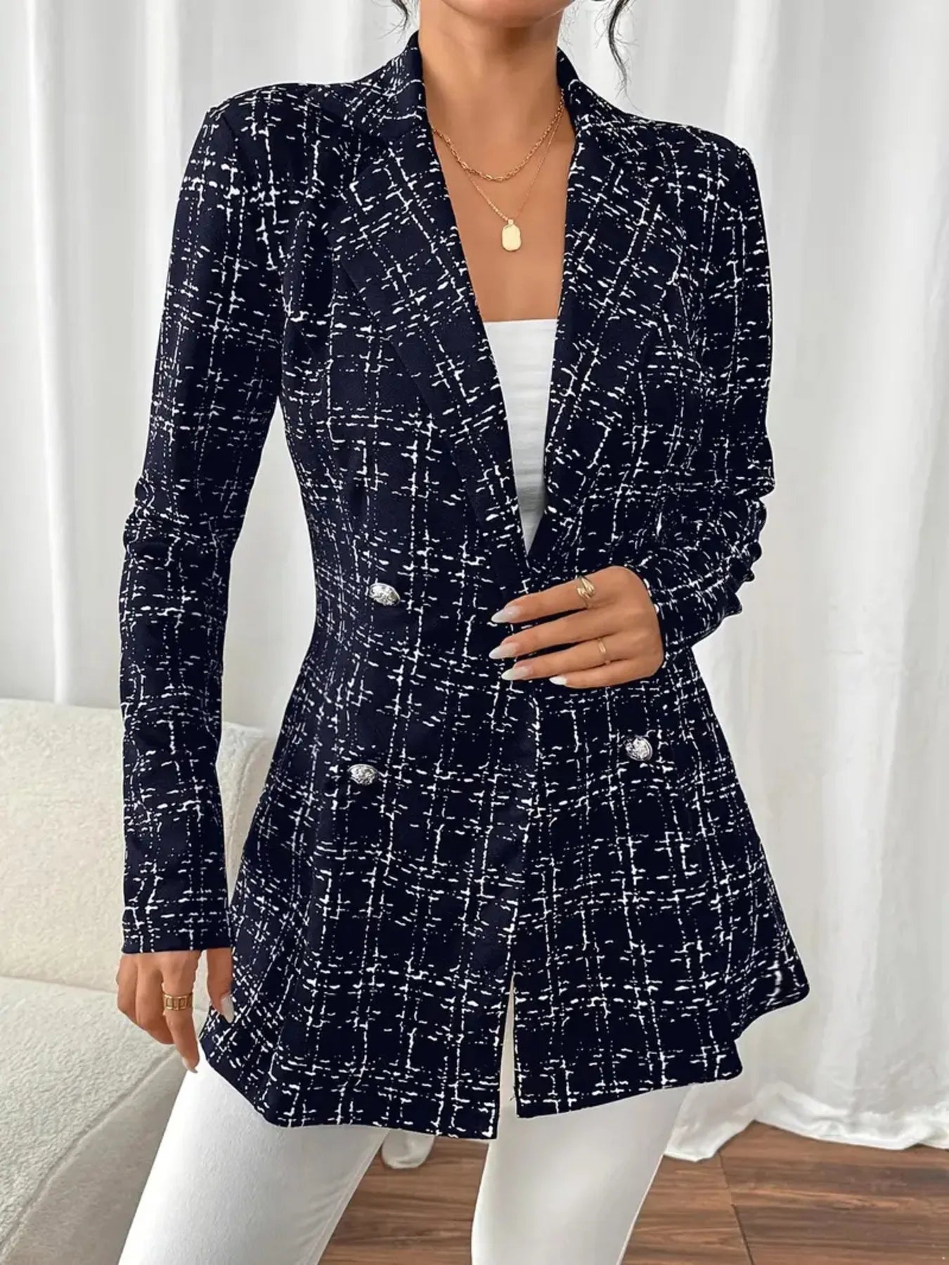 Tweed Double - Breasted Blazer designed for comfort and style at Lookzlike