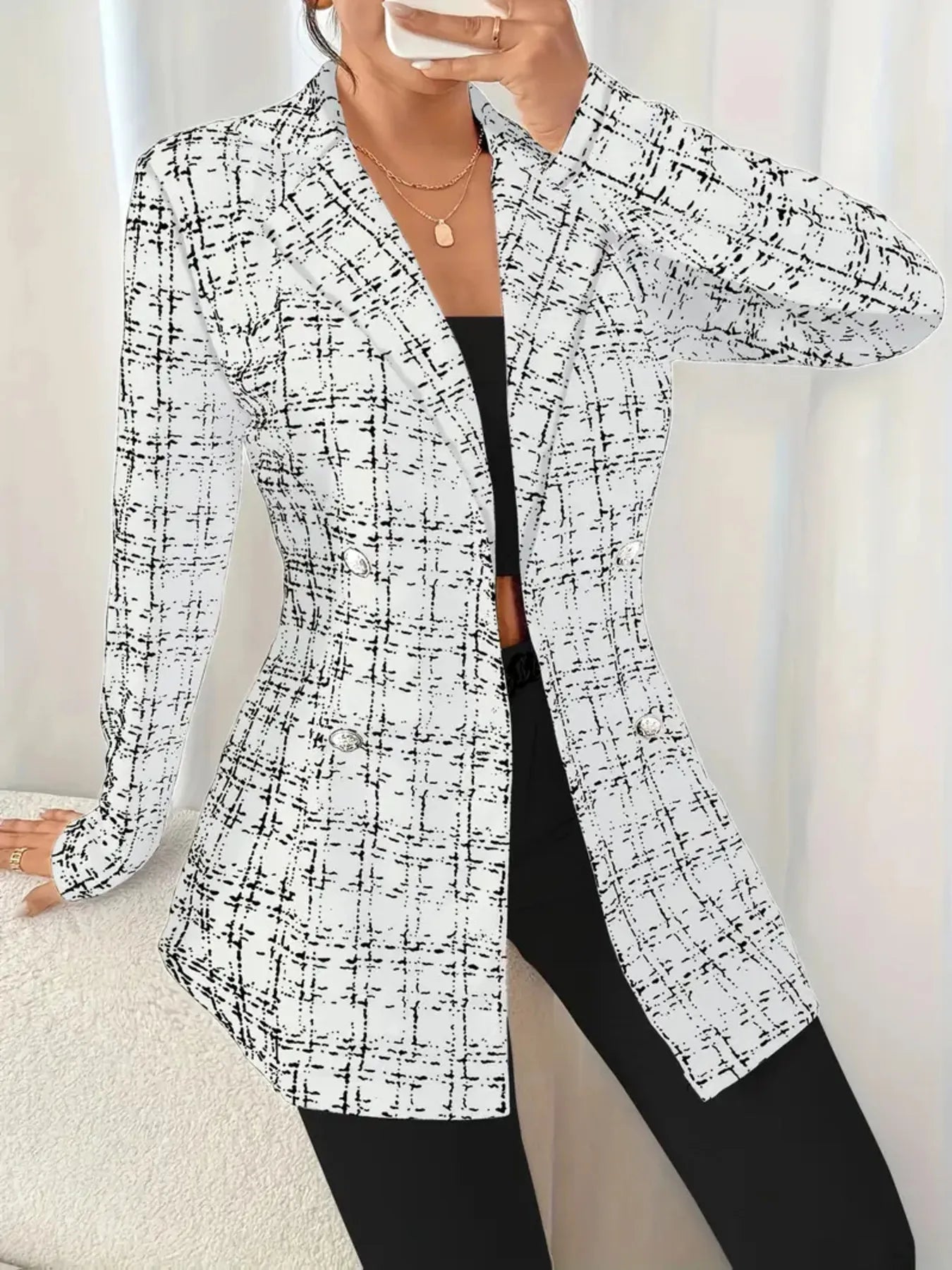 Tweed Double - Breasted Blazer designed for comfort and style at Lookzlike