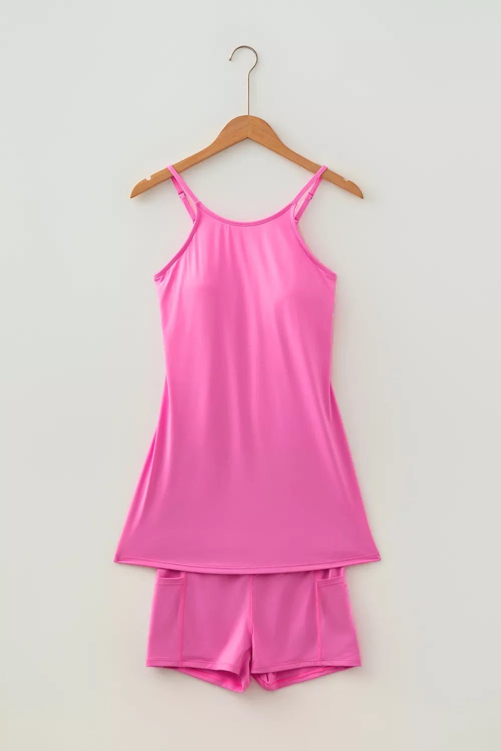 Twisted Strappy Back Active Mini Dress and Shorts Set designed for comfort and style at Lookzlike