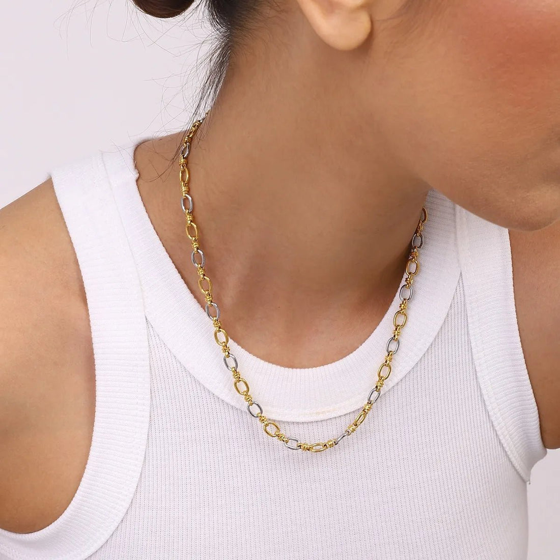 Two-Tone Chain Link Jewelry Set - Lookzlike