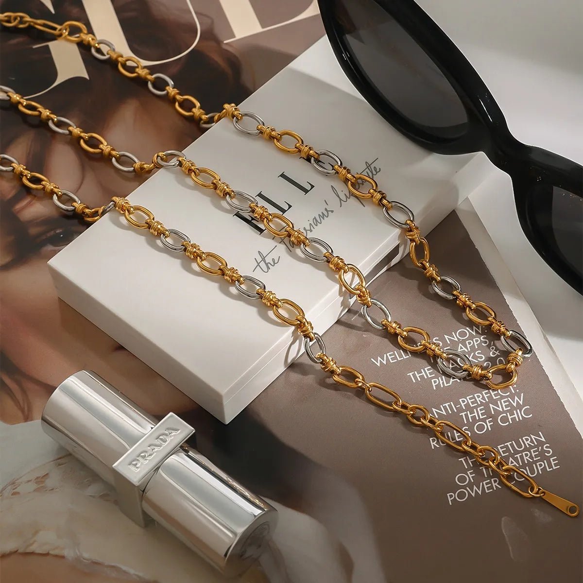 Two-Tone Chain Link Jewelry Set - Lookzlike