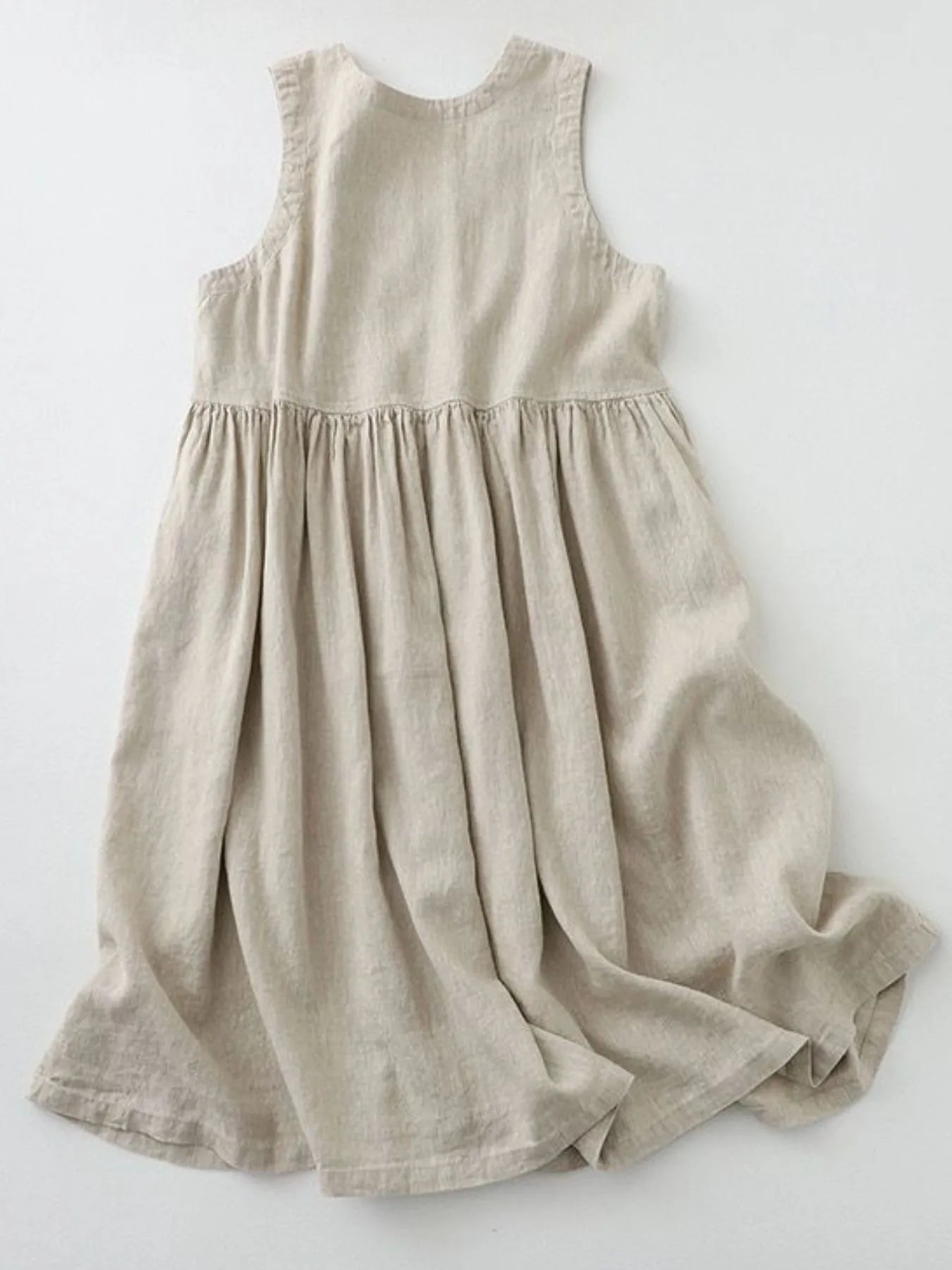 V-Neck Button Detail Sleeveless Midi Dress designed for comfort and style at Lookzlike
