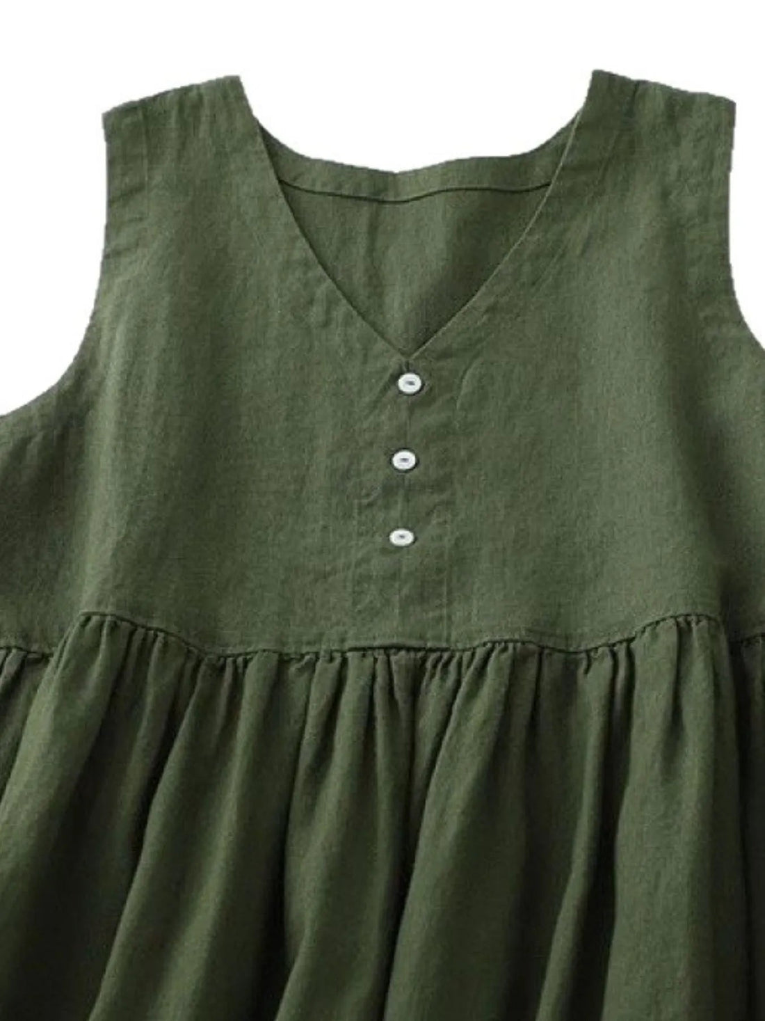 V-Neck Button Detail Sleeveless Midi Dress designed for comfort and style at Lookzlike