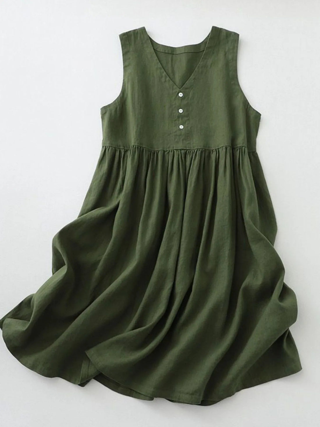 V-Neck Button Detail Sleeveless Midi Dress designed for comfort and style at Lookzlike