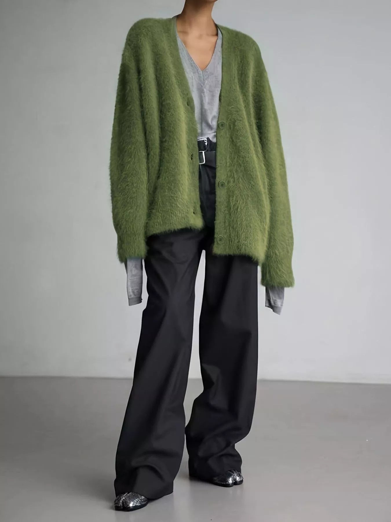 V - Neck Button - Down Cardigan designed for comfort and style at Lookzlike