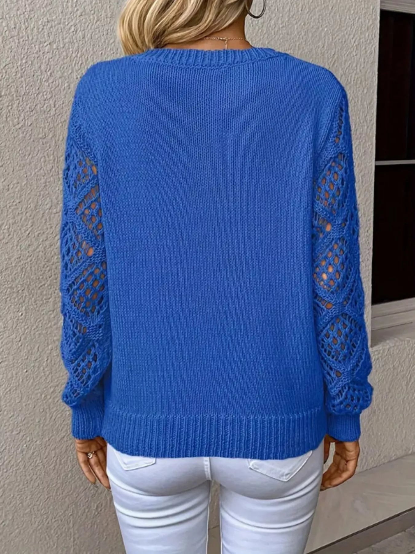 V - Neck Crochet Sleeve Sweater designed for comfort and style at Lookzlike