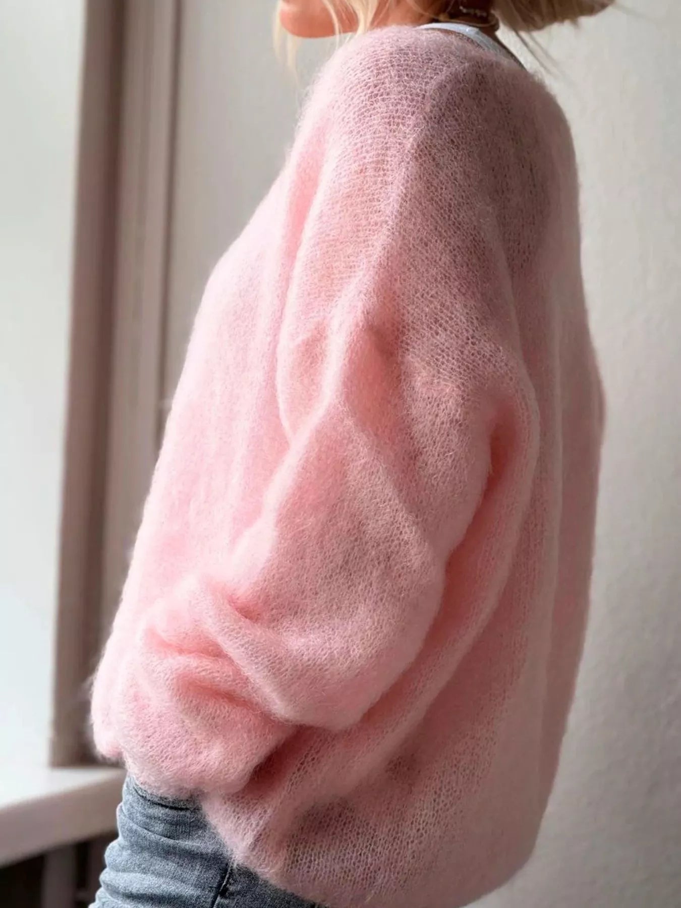 V - Neck Dropped Shoulder Sweater designed for comfort and style at Lookzlike