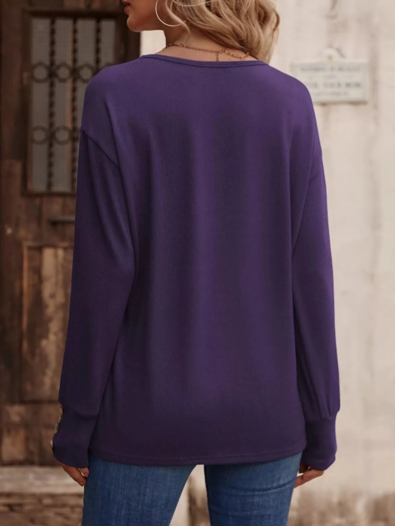 V - Neck Long Sleeve T-Shirt designed for comfort and style at Lookzlike