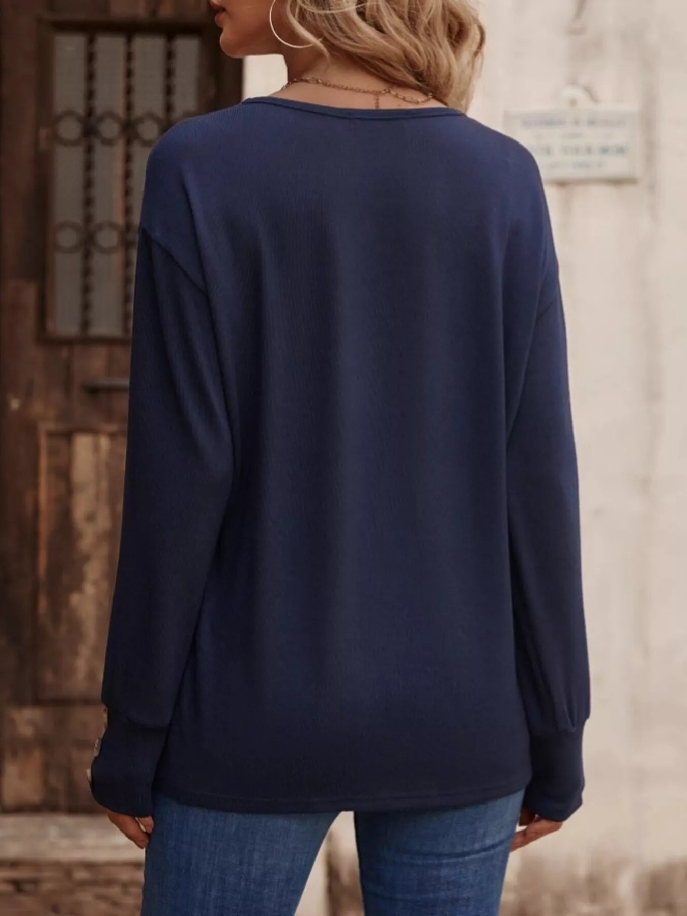 V - Neck Long Sleeve T-Shirt designed for comfort and style at Lookzlike