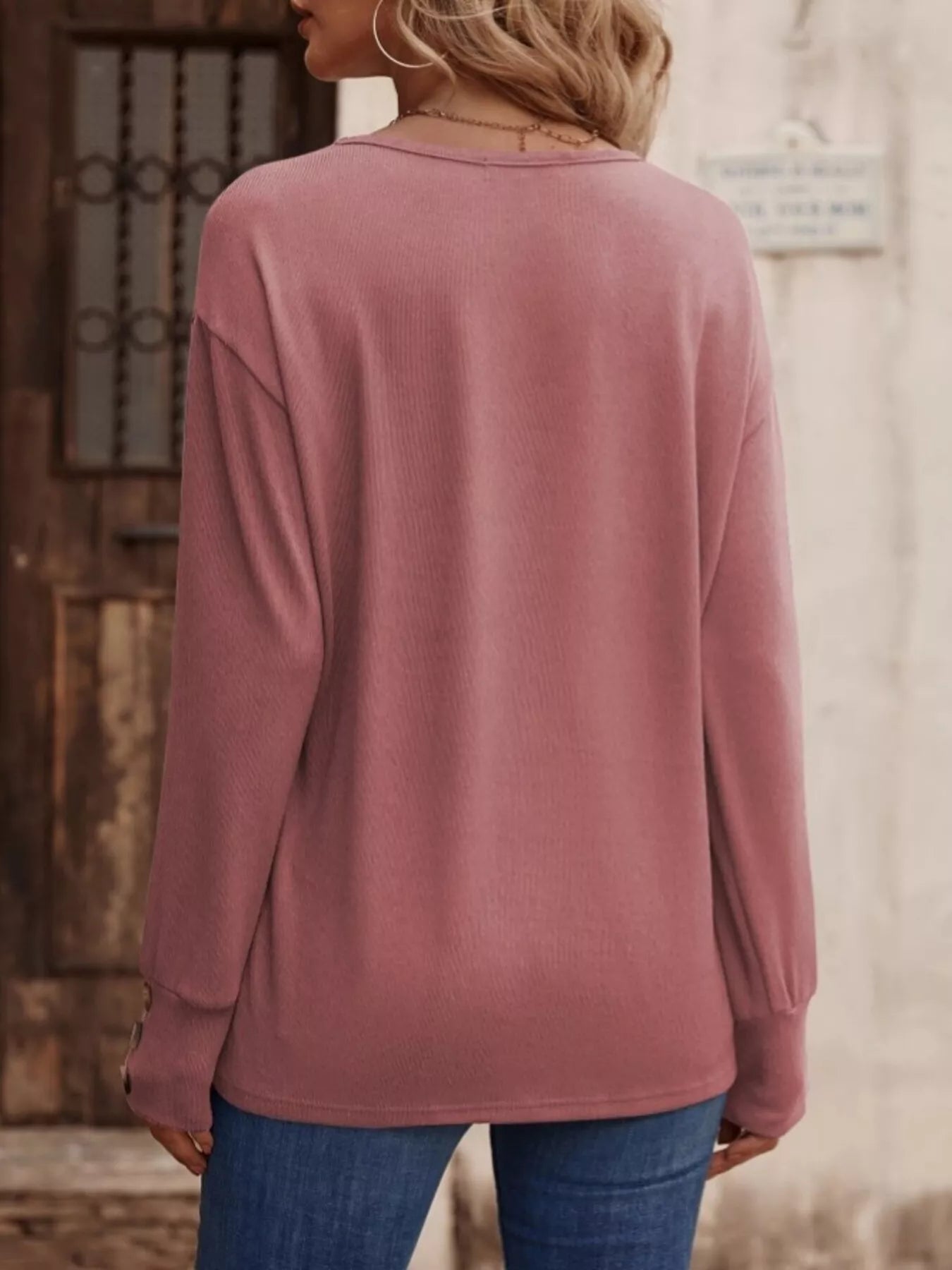 V - Neck Long Sleeve T-Shirt designed for comfort and style at Lookzlike