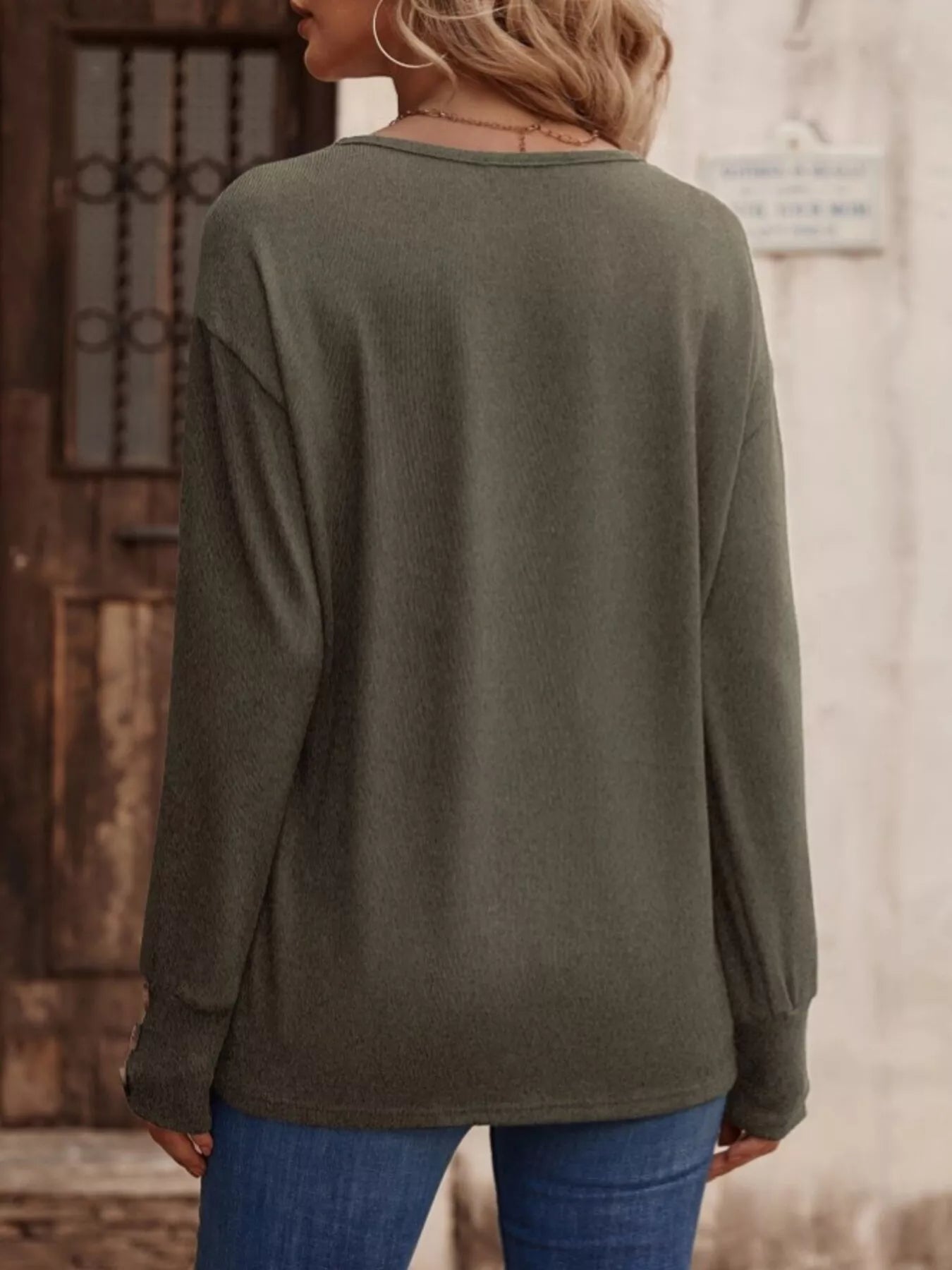V - Neck Long Sleeve T-Shirt designed for comfort and style at Lookzlike