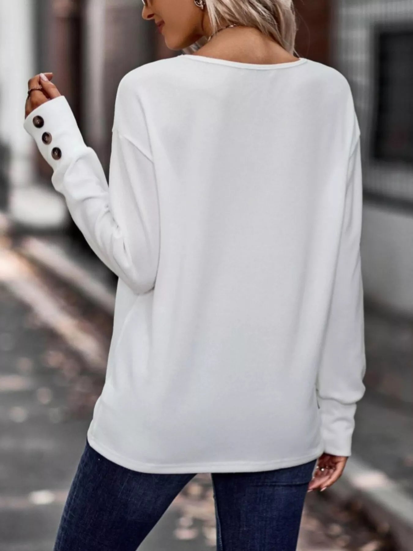 V - Neck Long Sleeve T-Shirt designed for comfort and style at Lookzlike