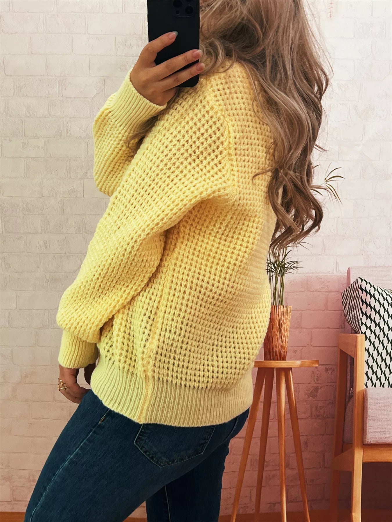 V - Neck Textured Knit Sweater designed for comfort and style at Lookzlike