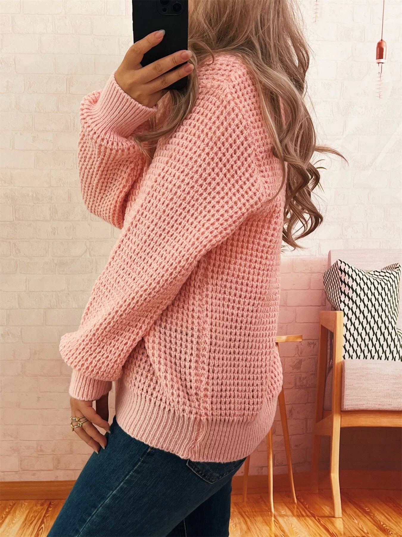 V - Neck Textured Knit Sweater designed for comfort and style at Lookzlike