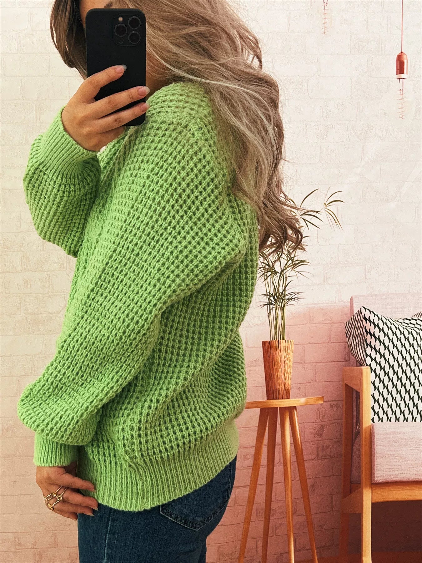 V - Neck Textured Knit Sweater designed for comfort and style at Lookzlike
